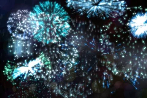 Colourful fireworks exploding on black background 스톡 일러스트