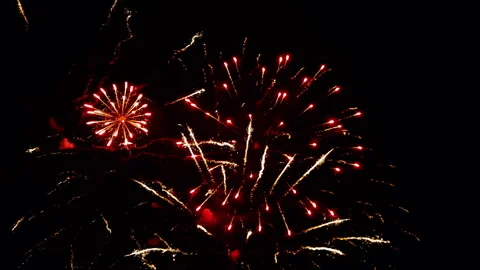 Colourful fireworks in the night sky Stock Footage 313803336