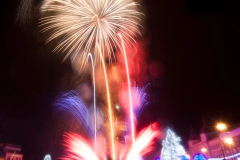 Colourful fireworks Stock Photos