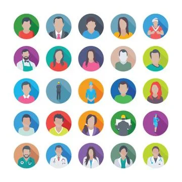 Colourful Flat Icons Pack of Professions Stock Illustration
