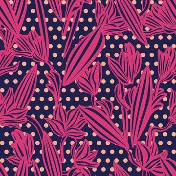 Colourful Floral dotted Seamless Pattern Design Stock Illustration
