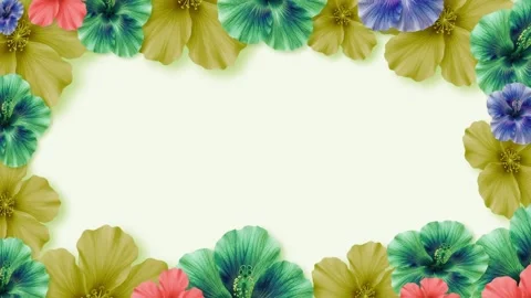 Colourful floral frame loop animation with green and yellow flowers border. 動画素材 332411576