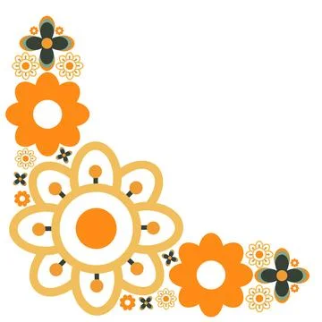 Colourful flower frame corner Stock Illustration