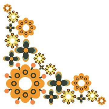 Colourful flower frame corner Stock Illustration