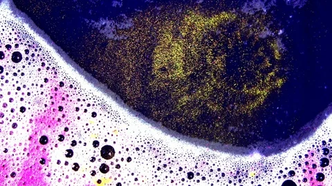 Colourful foam bath with effect Stock Footage 107724507