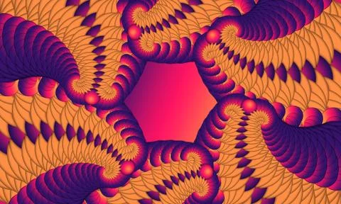 Colourful Fractal Pattern with Gradient Center Stock Illustration