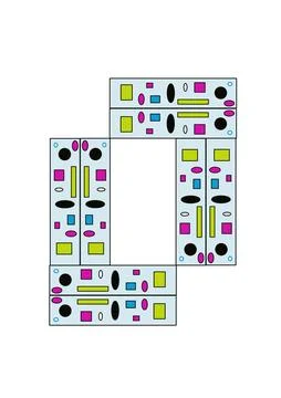 Colourful Geometric Border Pattern with Abstract Shapes Stock Illustration