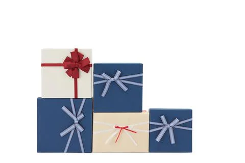 Colourful giftboxes isolated on white background. Stock-Fotos