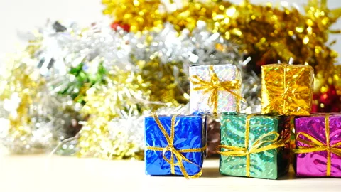 Colourful glittering baubles ornament ball decorated christmas tree Stock Footage 290161753