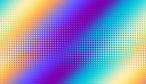 Colourful gradient halftone dots background. Vector illustration. Abstract pop Illustrazione stock