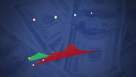 Colourful graph on rotating dollar bills Stock-Footage 111382033