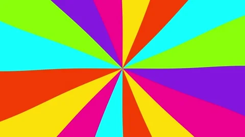 Colourful groovy abstract motion background with rotating rainbow sunburst ra Stock Footage 346511666