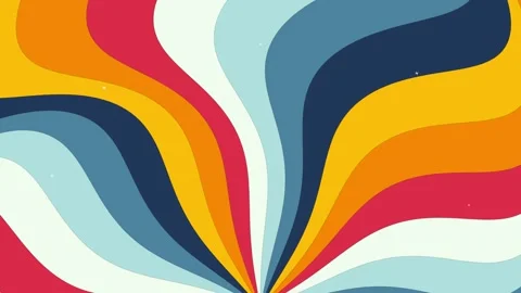 Colourful groovy retro abstract background with wavy vibrant stripes and 70s Stock Footage 346511837