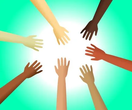 Colourful Hands Reaching Out Stock-Illustration