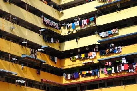 Colourful hanging laundry Stock Photos