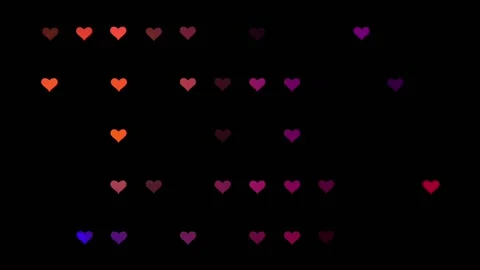 Colourful Hearts on black screen background, Love and valentines video backgroun Video stock 165841856