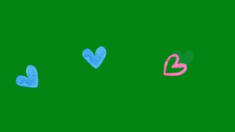 Colourful hearts motion graphics with green screen background Stock Footage 133684358