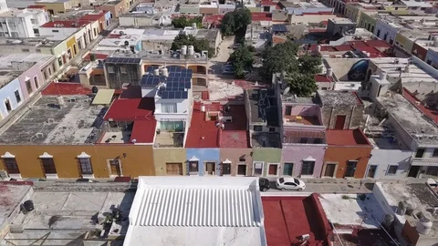Colourful Houses, Mexico [Drone sequence] Stock Footage 116446853