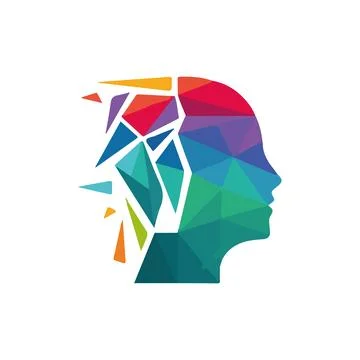 Colourful human brain is a symbol of intelligence logo design Illustrazione stock