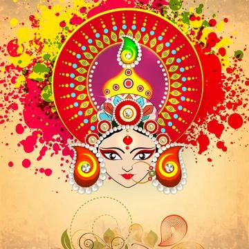 Colourful image of Goddess Durga for Durga Pooja celebration. Stock Illustration