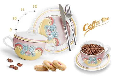 Colourful kitchen wall tile design for kitchen interior, 3D Rendering Stock Illustration