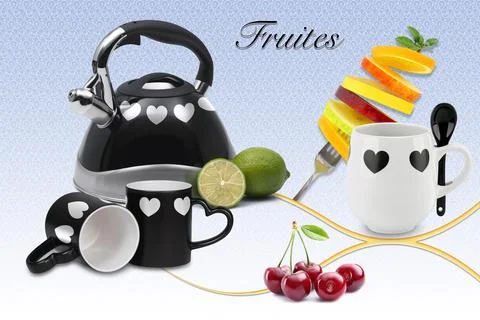 Colourful kitchen wall tile design for kitchen interior, 3D Rendering Stock Illustration