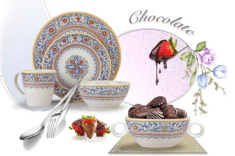 Colourful kitchen wall tile design for kitchen interior, 3D Rendering Stock Illustration