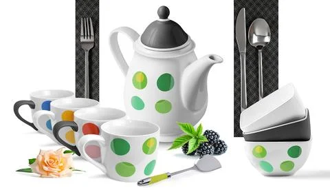 Colourful kitchen wall tile design for kitchen interior, 3D Rendering Stock Illustration