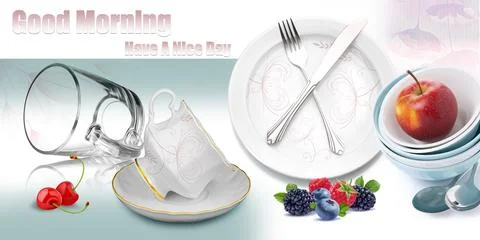 Colourful kitchen wall tile design for kitchen interior, 3D Rendering Stock Illustration