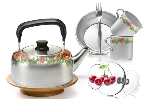 Colourful kitchen wall tile design for kitchen interior, 3D Rendering Stock Illustration