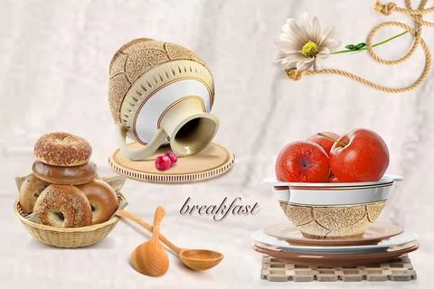 Colourful kitchen wall tile design for kitchen interior, 3D Rendering Stock Illustration