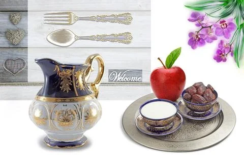 Colourful kitchen wall tile design for kitchen interior, 3D Rendering Stock Illustration