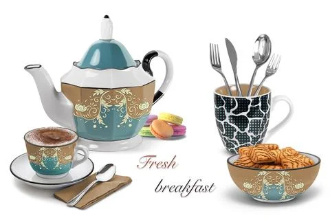 Colourful kitchen wall tile design for kitchen interior, 3D Rendering Stock Illustration