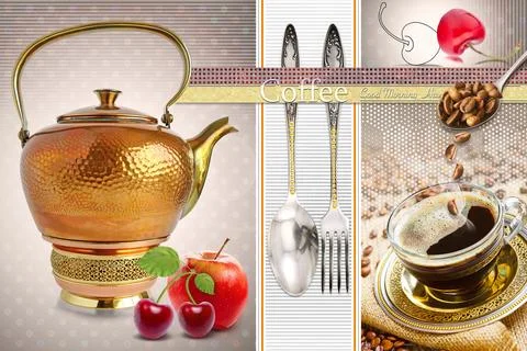 Colourful kitchen wall tile design for kitchen interior, 3D Rendering Stock Illustration