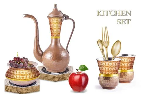 Colourful kitchen wall tile design for kitchen interior, 3D Rendering Stock Illustration