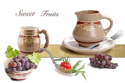 Colourful kitchen wall tile design for kitchen interior, 3D Rendering Stock Illustration