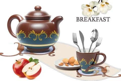 Colourful kitchen wall tile design for kitchen interior, 3D Rendering Stock Illustration