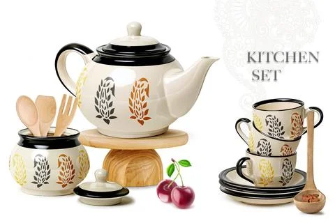 Colourful kitchen wall tile design for kitchen interior, 3D Rendering Stock Illustration