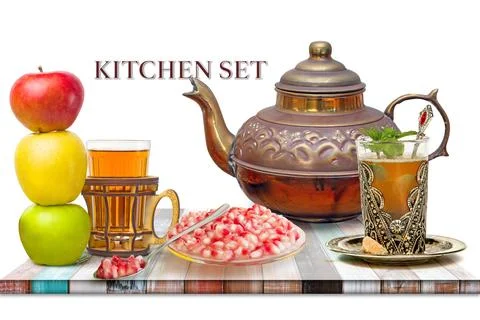 Colourful kitchen wall tile design for kitchen interior, 3D Rendering Stock Illustration