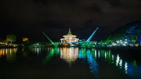 Colourful Light And Reflection At Kuching, Sarawak, Malaysia Stock-Footage 106356310