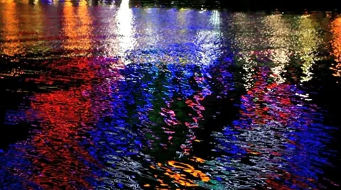 Colourful light reflections on water_2. Stock Footage 8662142