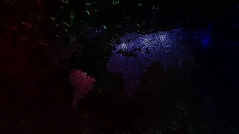 Colourful looping glow binary numbers with world map Vídeos de archivo 334804540