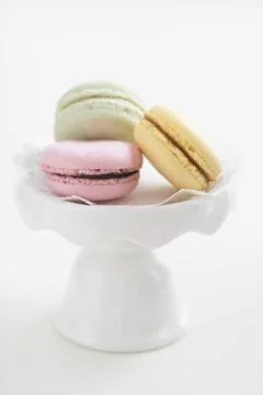 Colourful macarons on a cake stand Stock Photos