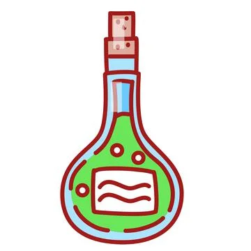 Colourful magic bottle with potion. Vetor illustration Stock Illustration