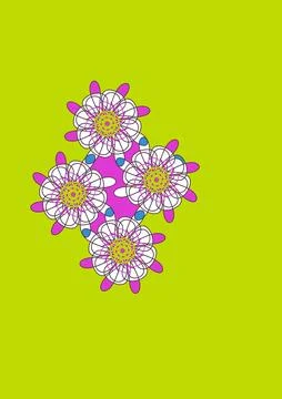 Colourful mandala‑like geometric pattern on green background Stock Illustration