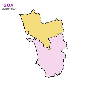 Colourful map of Goa is a state of India and his colourful districts and name Stock Illustration