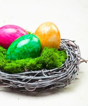 Colourful marbled easter eggs Stock Photos