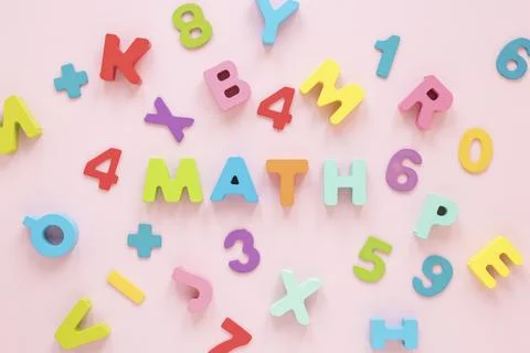 Colourful math numbers letters top view Illustrazione stock