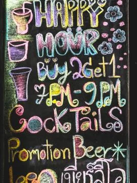Colourful Menu on black board Stock Photos