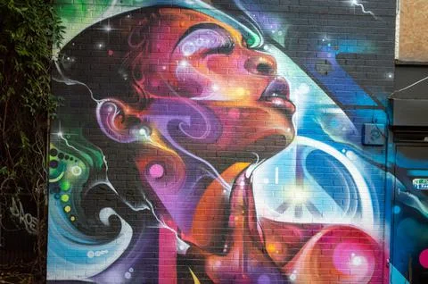 Colourful Mural on Wall Stock Photos